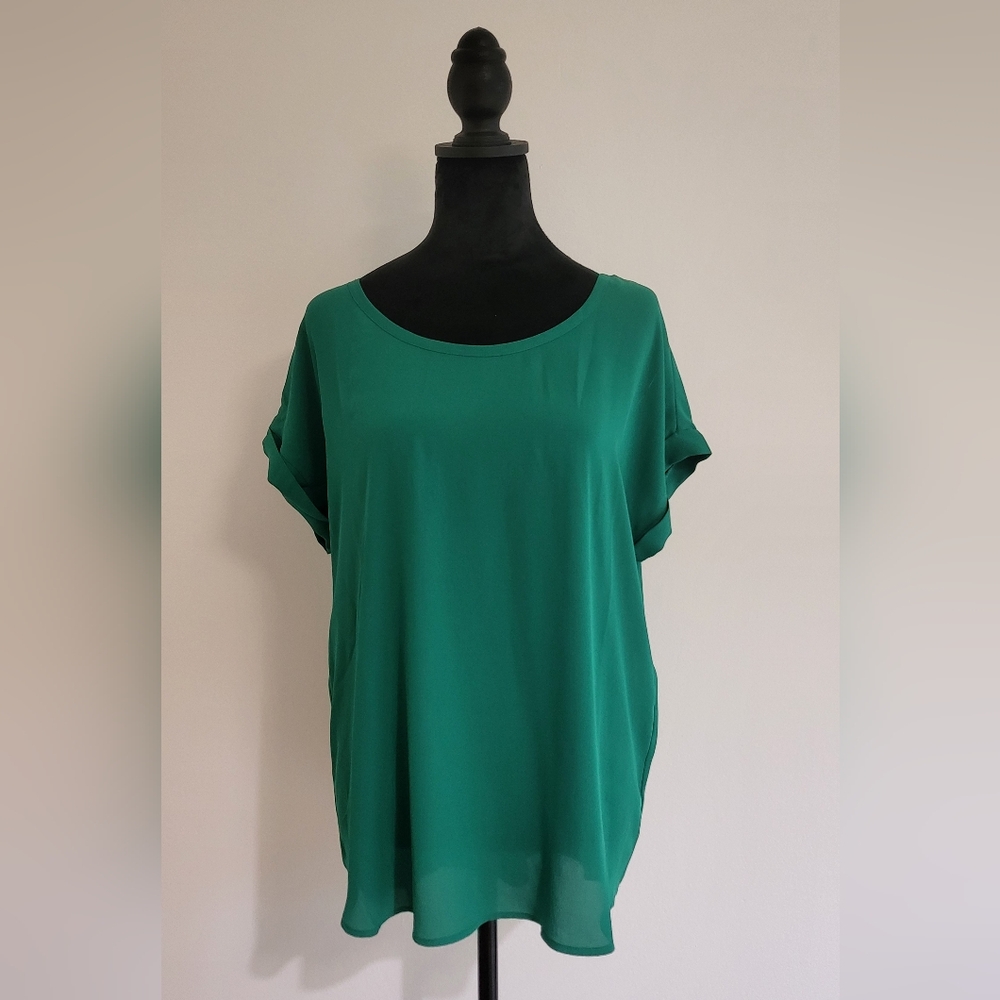Green Short Sleeve Blouse
